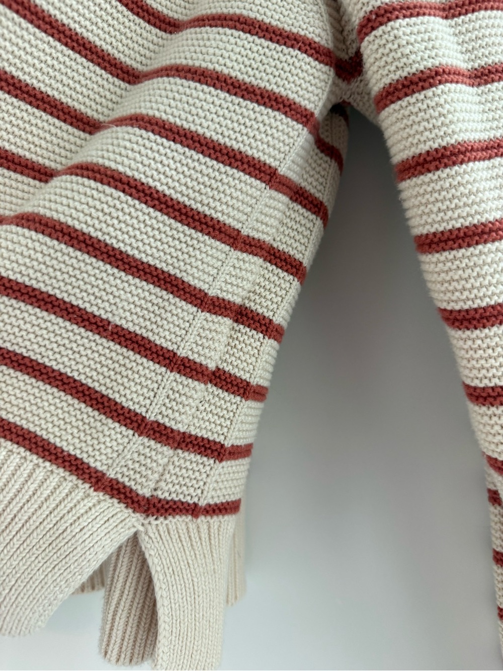 French Connection Striped 100% Cotton Knit Sweater Large L Nautical Preppy Cozy - Picture 4 of 9